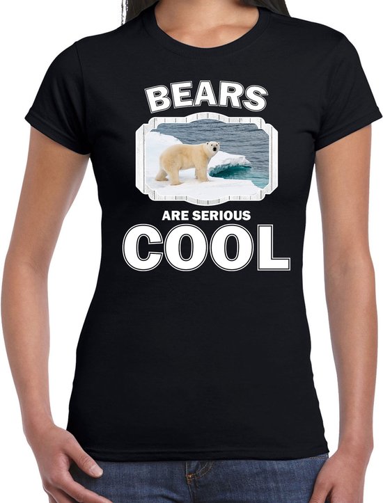 Dieren ijsberen t-shirt zwart dames - bears are serious cool shirt - cadeau t-shirt ijsbeer/ ijsberen liefhebber XL