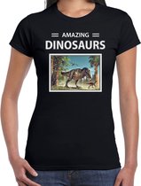 Dieren foto t-shirt T-rex dino - zwart - dames - amazing dinosaurs - cadeau shirt Tyrannosaurus Rex dinosaurus  liefhebber M
