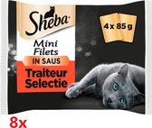 Sheba - Mini Filets in Saus - Traiteur Selectie - 8 verpakkingen van 4x85gr