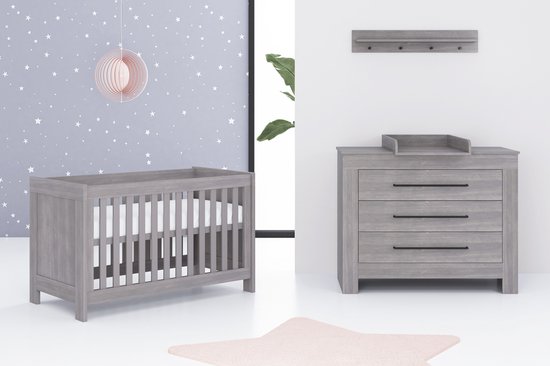 Bebies First Babykamer Nevada - Babybed & Commode - Verstelbare bodem