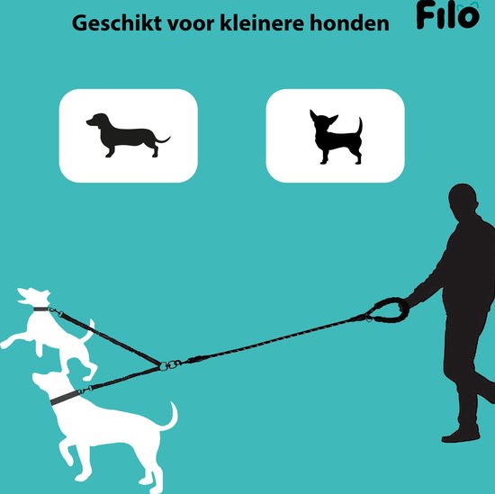 Filo Hondenriem - Klein - 360 Graden Roterend - Voor 2 Honden - Elastisch -... | bol.com