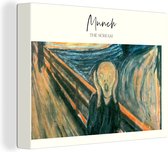 Canvas - Canvas schilderij - De schreeuw - Munch - Steiger - Meer - Blauw - Oranje - Canvasdoek - Wanddecoratie - 160x120 cm