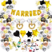 Getrouwd feestpakket 87-delig - Getrouwd - getrouwd versiering - huwelijk versiering - jubileum versiering - getrouwd feestartikelen - diamanten huwelijk