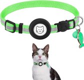 BJØRK™ Kattenhalsband Airtag - Reflecterend - Groen - Verstelbaar - 20 tot 30 cm - Tracker- GPS - Geschikt voor Apple AirTag - Kattenriem - Katten Accessoire - Halsband Kat Airtag