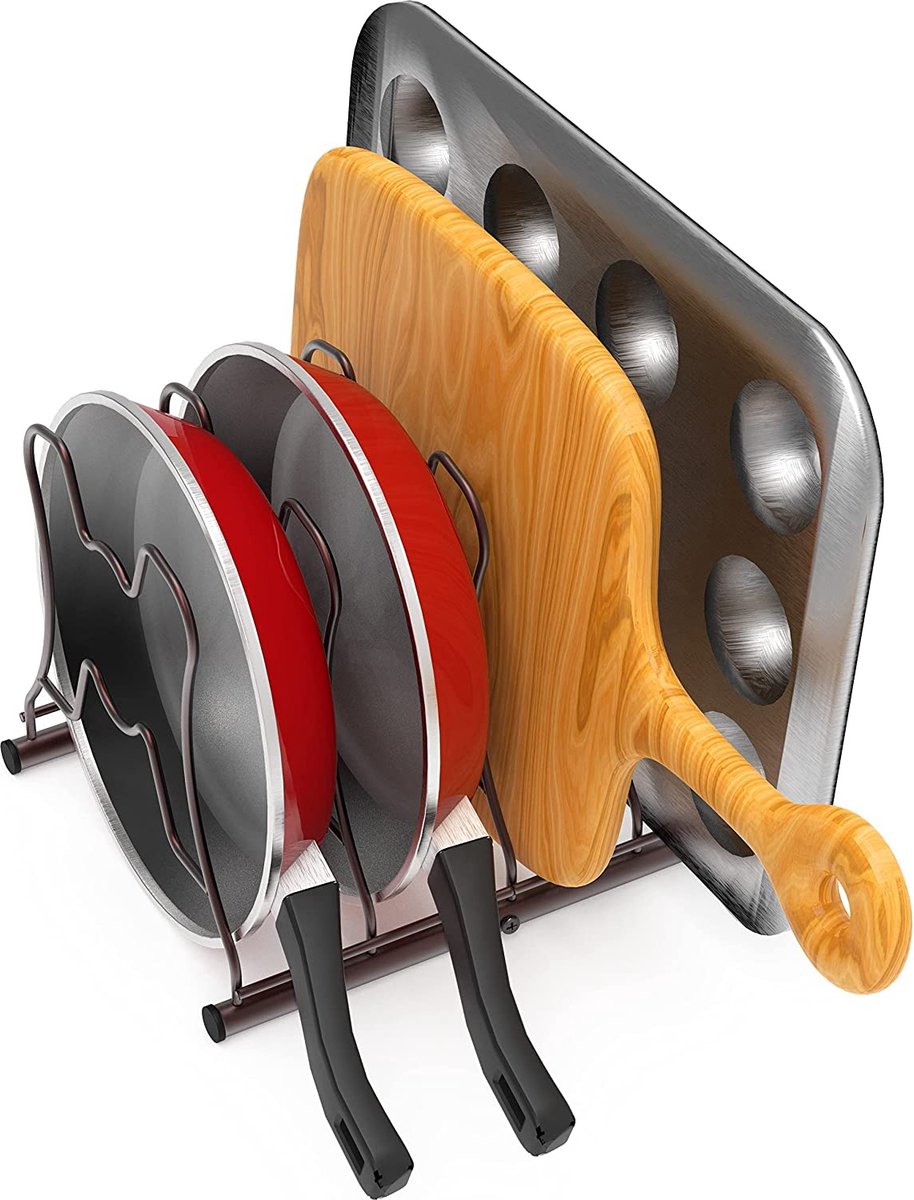 Pannenrek - Dekselhouder - Keuken Organizers - Opbergrek voor Pannen en Deksels - Keukenrek - Zwart