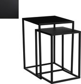 Mica Decorations Goa Bijzettafel - Set van 2 - L30 x B30 x H42 cm - Metaal - Zwart