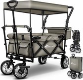 Tresko- Bolderkar, Grijs, opvouwbaar, met dakje, geschikt tot 80 kg - Bolderwagen - Kinderenvervoer - Bolderkarren - Tuinkar - Kinderwagen