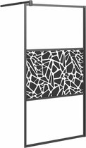 vidaXL - Inloopdouchewand - met - stenenmotief - 115x195 - cm - ESG-glas - zwart