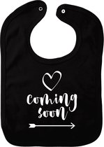 Slab met hartje en tekst 'Coming soon' - Zwart - Zwangerschap aankondiging - Zwanger - Pregnancy announcement - Baby aankondiging