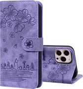 Hoesje geschikt voor Samsung Galaxy A71 - Bookcase - Koord - Pasjeshouder - Portemonnee - Camerabescherming - Bloemenpatroon - Kunstleer - Paars