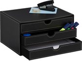 Organisateur de bureau Relaxdays - DIN A4 - boîte de rangement - 3 tiroirs - organisateur de bureau - cuir artificiel - noir