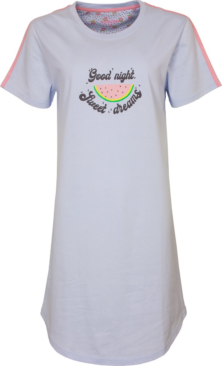 Irresistible Dames Nachthemd - 100% Katoen - Licht Blauw