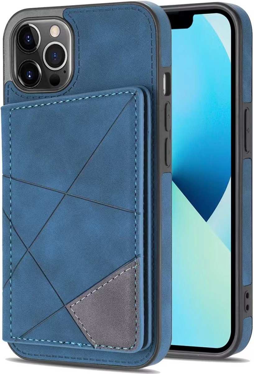 Hoesje geschikt voor Samsung Galaxy S21 FE - Backcover - Pasjeshouder - Portemonnee - Camerabescherming - Stijlvol patroon - TPU - Blauw