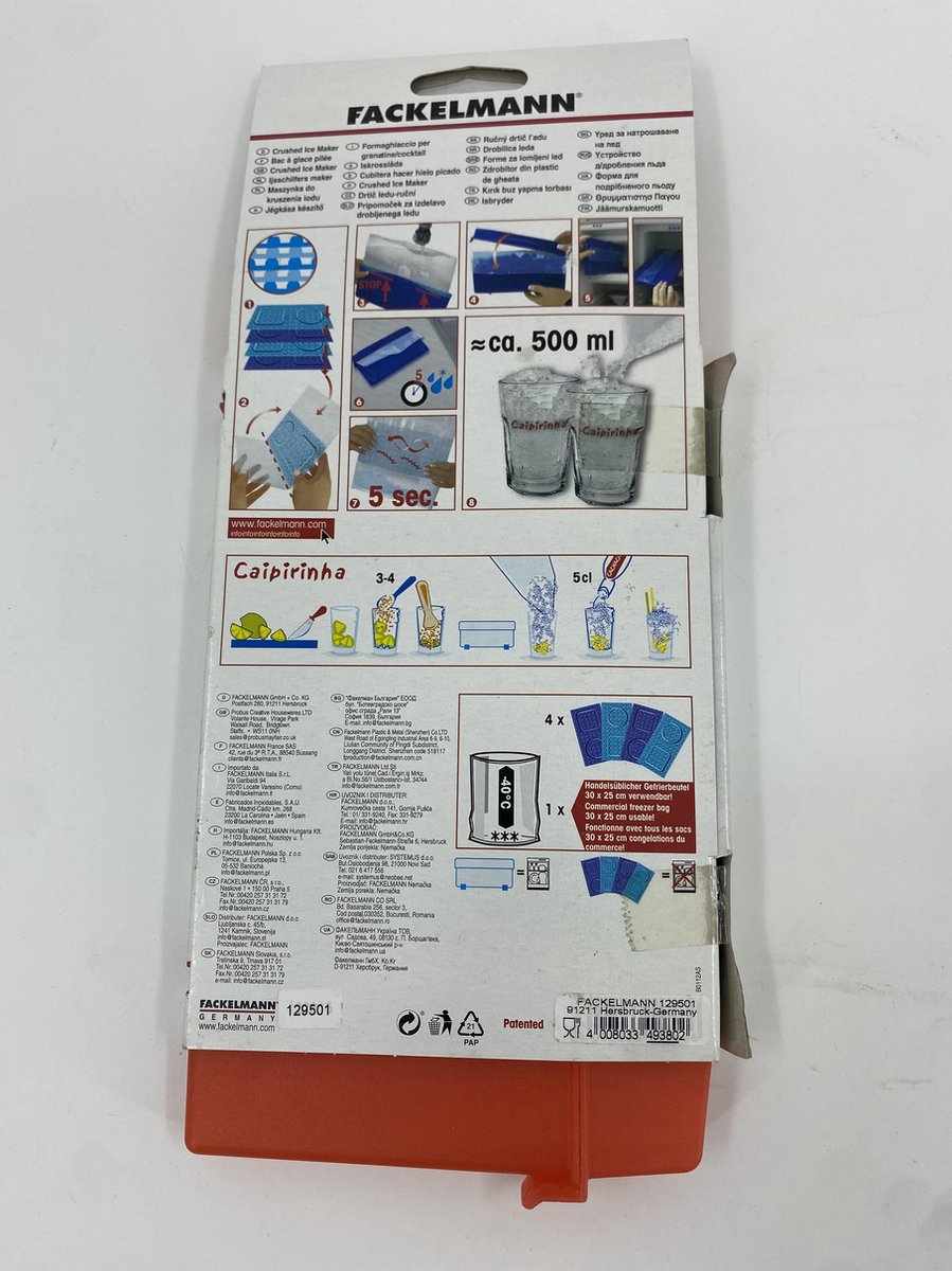 Fackelmann ijs maker blauw Ijsblokjes Ice Bucket Chopped Ice