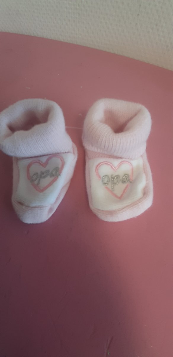 VIB - Babyslofjes - Roze met Wit - Opa