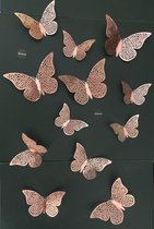 3D rosé gouden Vlinders Muurstickers Unieke Muurdecoratie Muurvlinders Verschillende afmetingen 12 Stuks rosé gouden Vlinders