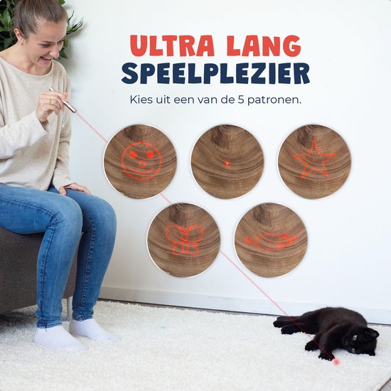 JC Pets Laserpen voor Kat – RVS – 7 Patronen – USB Oplaadbaar – Zilver