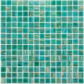 Mozaïek Amsterdam Goud 32.2x32.2 cm Glas Met Goud Ader En Turquoise (Prijs Per 1.04 m2)