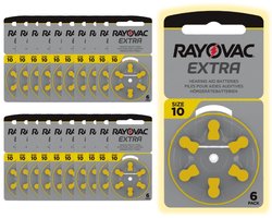 120 hoortoestelbatterijen Rayovac 10, 20 Plaques