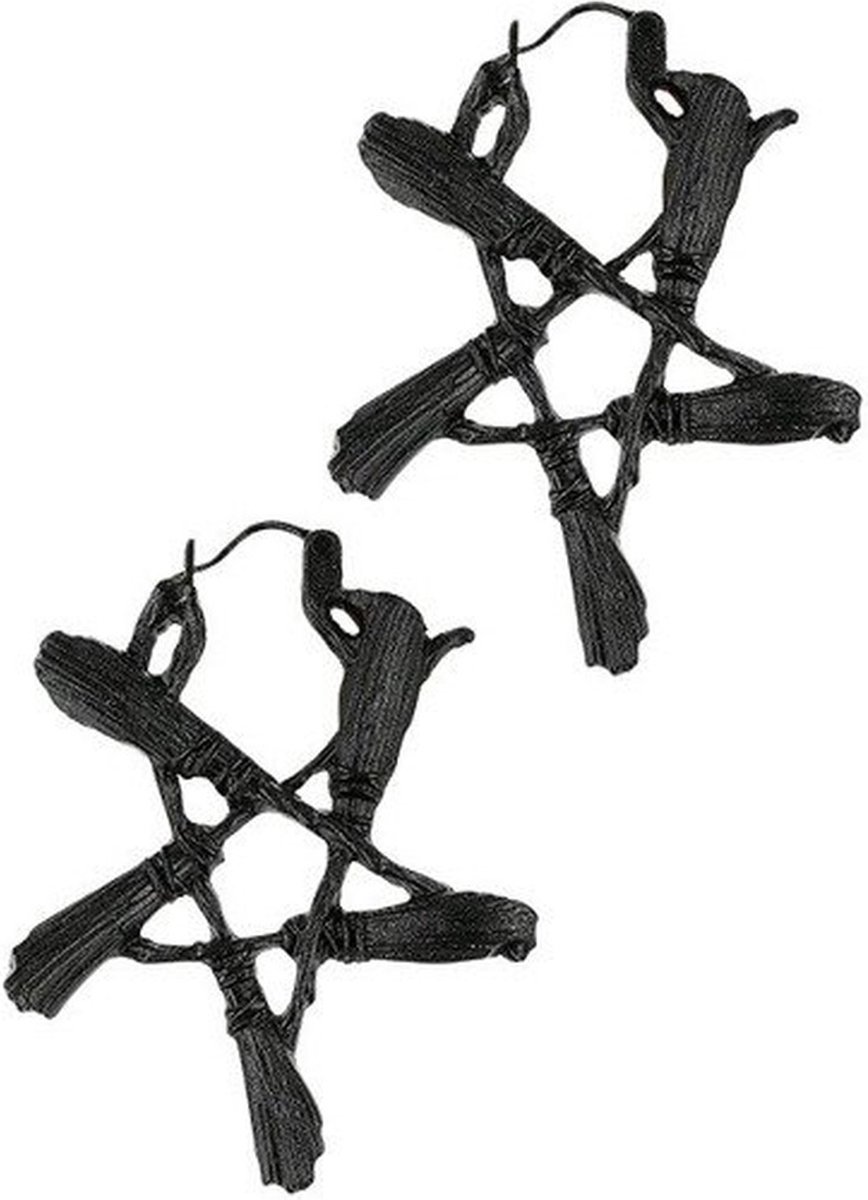 Restyle - Broom Pentagram Oorbellen - Zwart