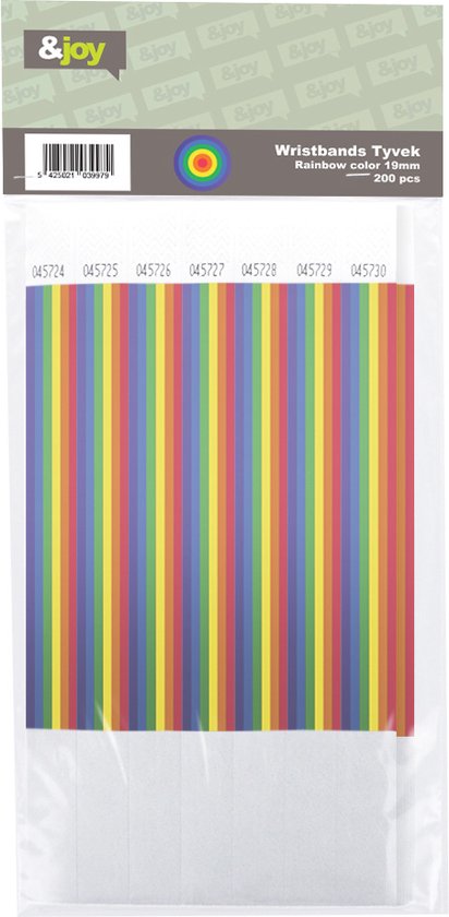 Regenboog polsbandjes - 200 stuks - tyvek polsbandje - Rainbow - Pride