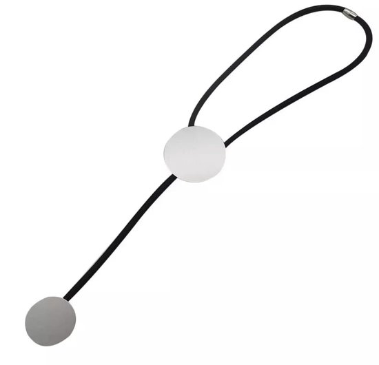 Moderne ketting- Monique- Rubber- Metaal- Zilverkleur- Magneet sluiting- Charme Bijoux