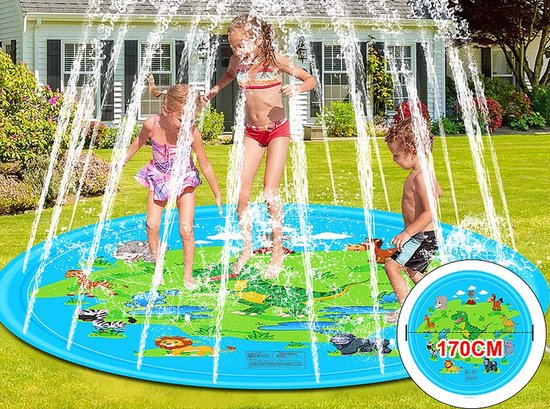 Water Fontein | Speelmat voor Kinderen | 170 CM | Jungle Dino | Zwembad | Sproeier