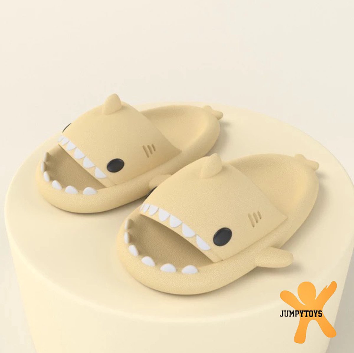 SHARKYSLIDES - JUMPYTOYS - Badslippers - Haai Slippers - EVA Product - BLANCO BEIGE