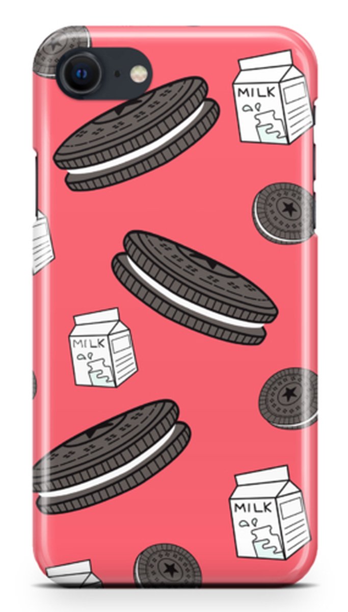 Telefoonhoesje geschikt voor Apple iPhone 8 - Premium Hardcase - Dun en glanzend - Foodcollectie - Cookies & Cream - Rood