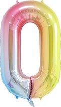 DW4Trading Regenboog Cijfer Ballon 0 - Feestversiering - Decoratie - Helium Ballon - 40 cm