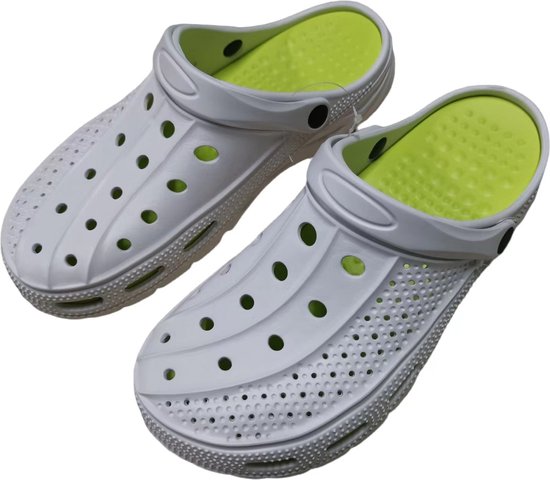 Pantoufles femmes outdoor - Wit/ Vert - Taille 42-43 - Sandales confortables - Sandale - Slippers - Jardin - Été - Unisexe