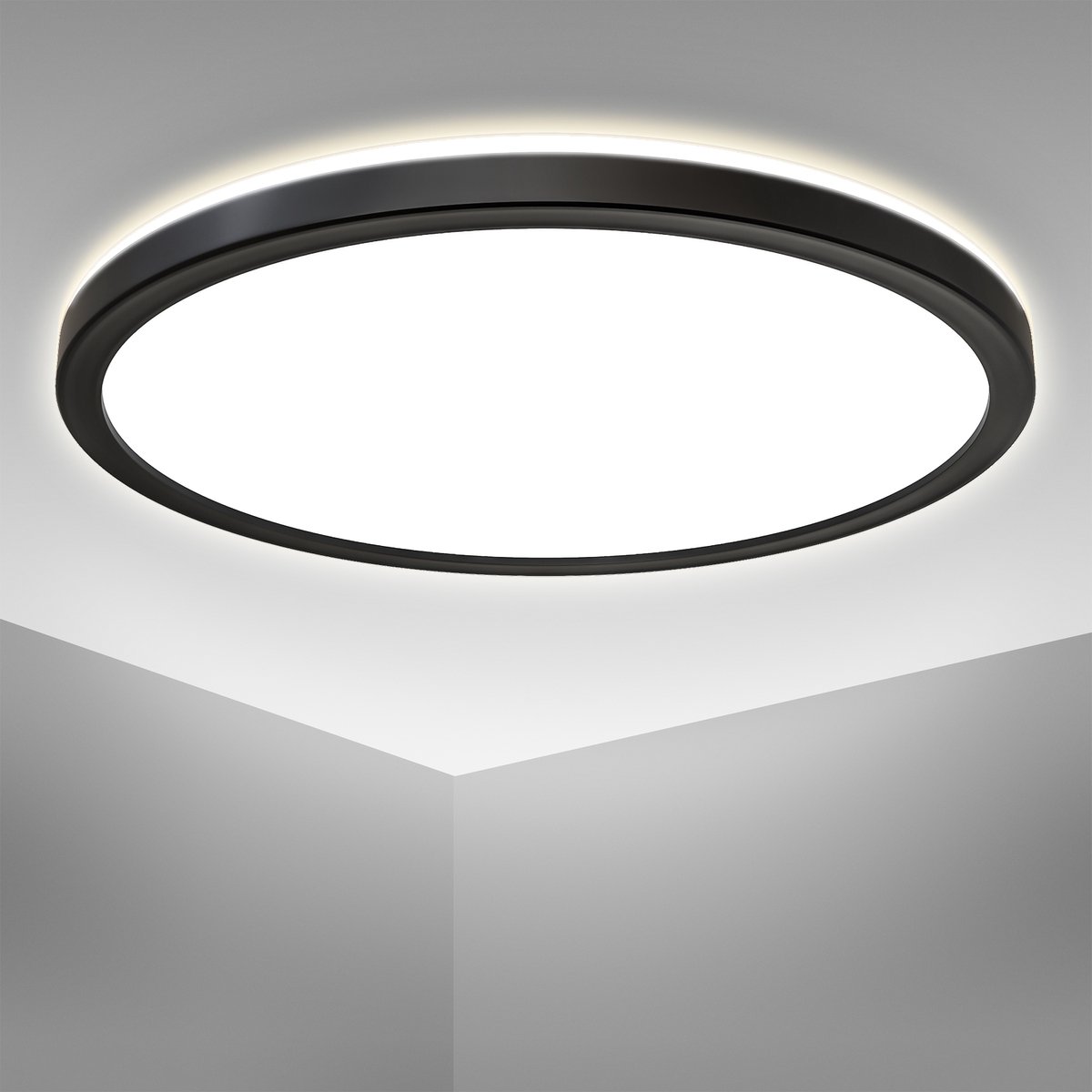 Bol.com B.K.LICHT - LED Plafonniere - zwart - led paneel - plafondlamp - l: 29.3cm - 4.000K - 2.400Lm - 18W aanbieding