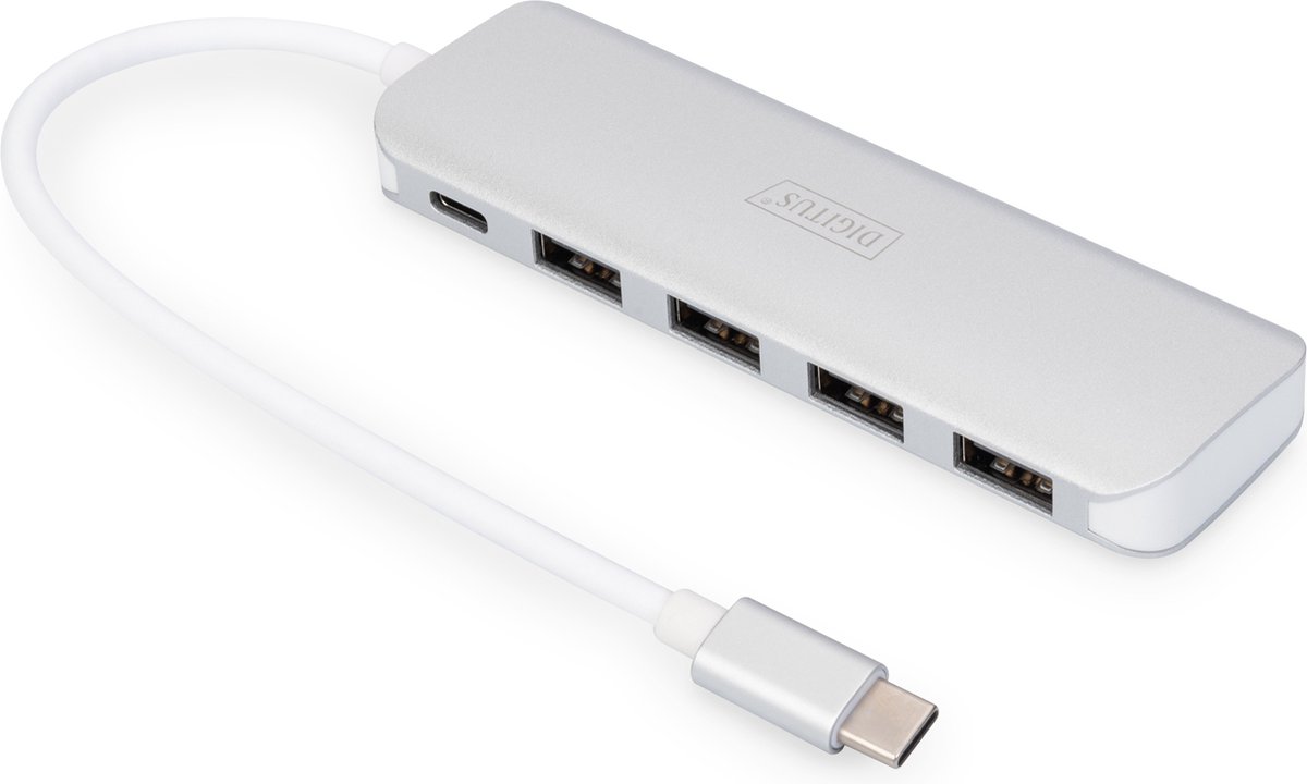 Digitus DA-70242-1 DA-70242-1 USB-hub 4 + 1 poorten USB-A USB 3.0 5 GBit/s Met snellaadpoort, Met USB-C stekker, Met al