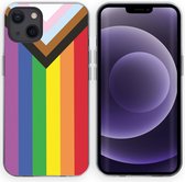 iMoshion Hoesje Geschikt voor iPhone 13 Hoesje Siliconen - iMoshion Design hoesje - Meerkleurig / Rainbow Flag