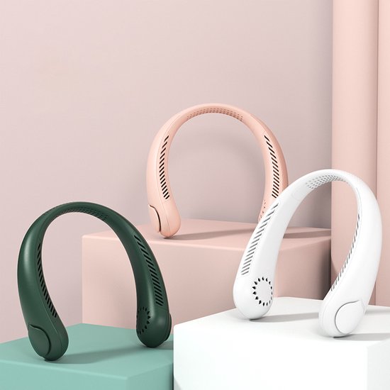 Draagbare Nekventilator Persoonlijk USB Oplaadbare Blaiseless Neckband Fan BUIKSPIEREN Zachte Siliconen Waterdichte Antislip Nekventilator 3 Snelheden Verstelbaar Groen Daguai Color Green
