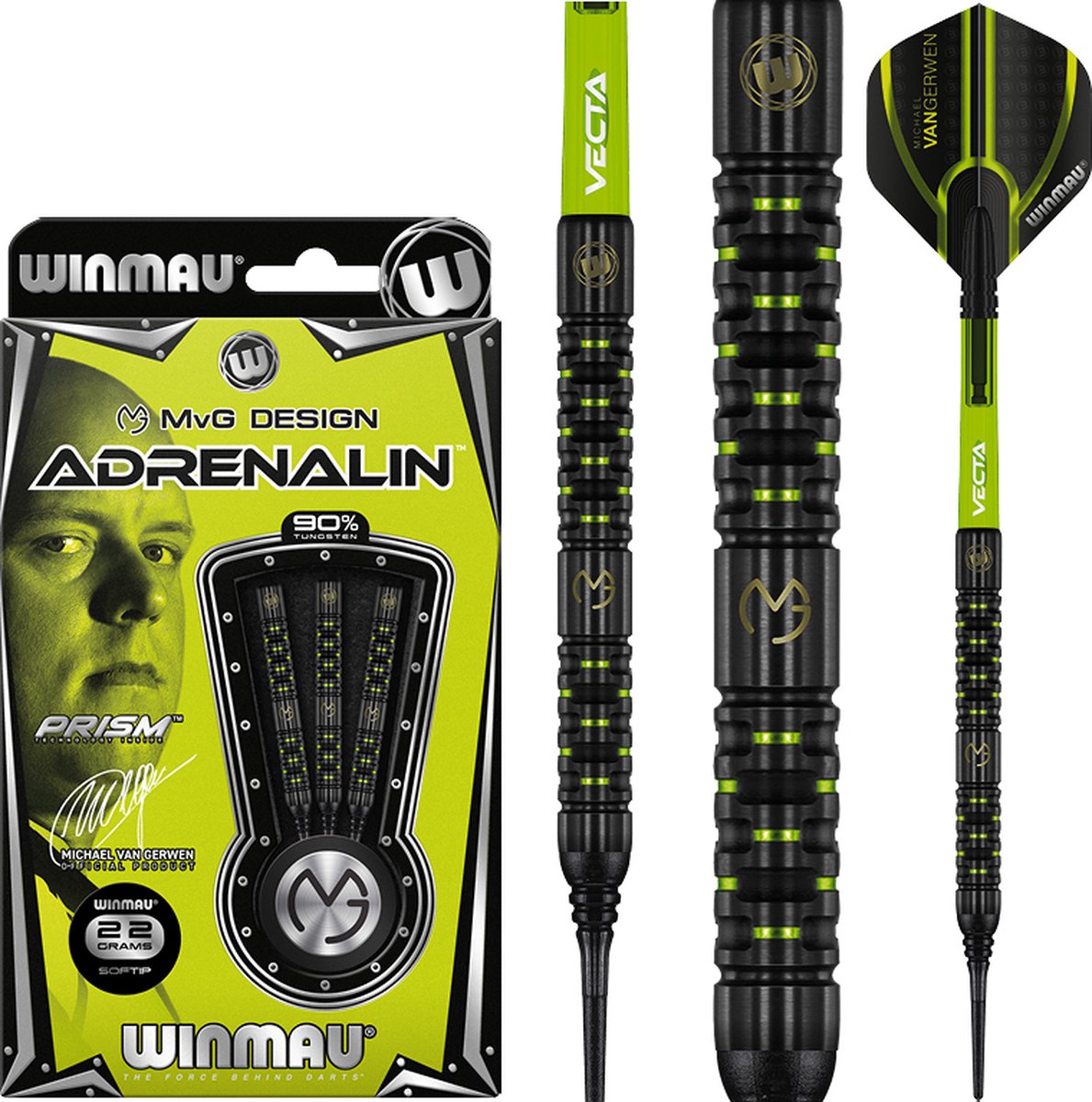 Set Freccette WINMAU Michael Van Gerwen - Con Bersaglio, Cabinet, Freccette E Accessori Completi - Foto 4