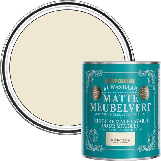 Rust-Oleum Wit Afwasbaar Matte Meubelverf – 750ml (9 kleuren)