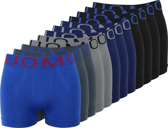 Uomo - Naadloze Boxershorts - Multi blue - 12 Pack - Maat M/L | bol.com
