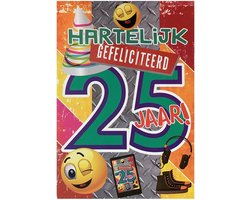 Verjaardagskaart 25 Jaar - Wenskaart Verjaardag - Kaart 25 Jaar