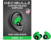 Decibullz - Op maat gemaakte oordopjes - 27dB demping, slaap, werk, muziek, Made in USA - Groen