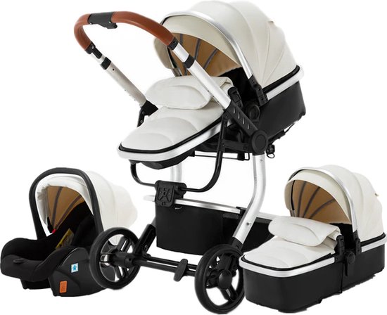 Loft Home Luxe 3-in-1 Kinderwagen | Wandelwagen | Autostoeltje | Buggy | Inklapbaar | Wit | 0-36 Maanden