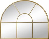 LW Collection wandspiegel goud halfrond 81x66 cm metaal - grote spiegel muur - industrieel - woonkamer gang - badkamerspiegel - muurspiegel slaapkamer gouden rand - hangspiegel met luxe design
