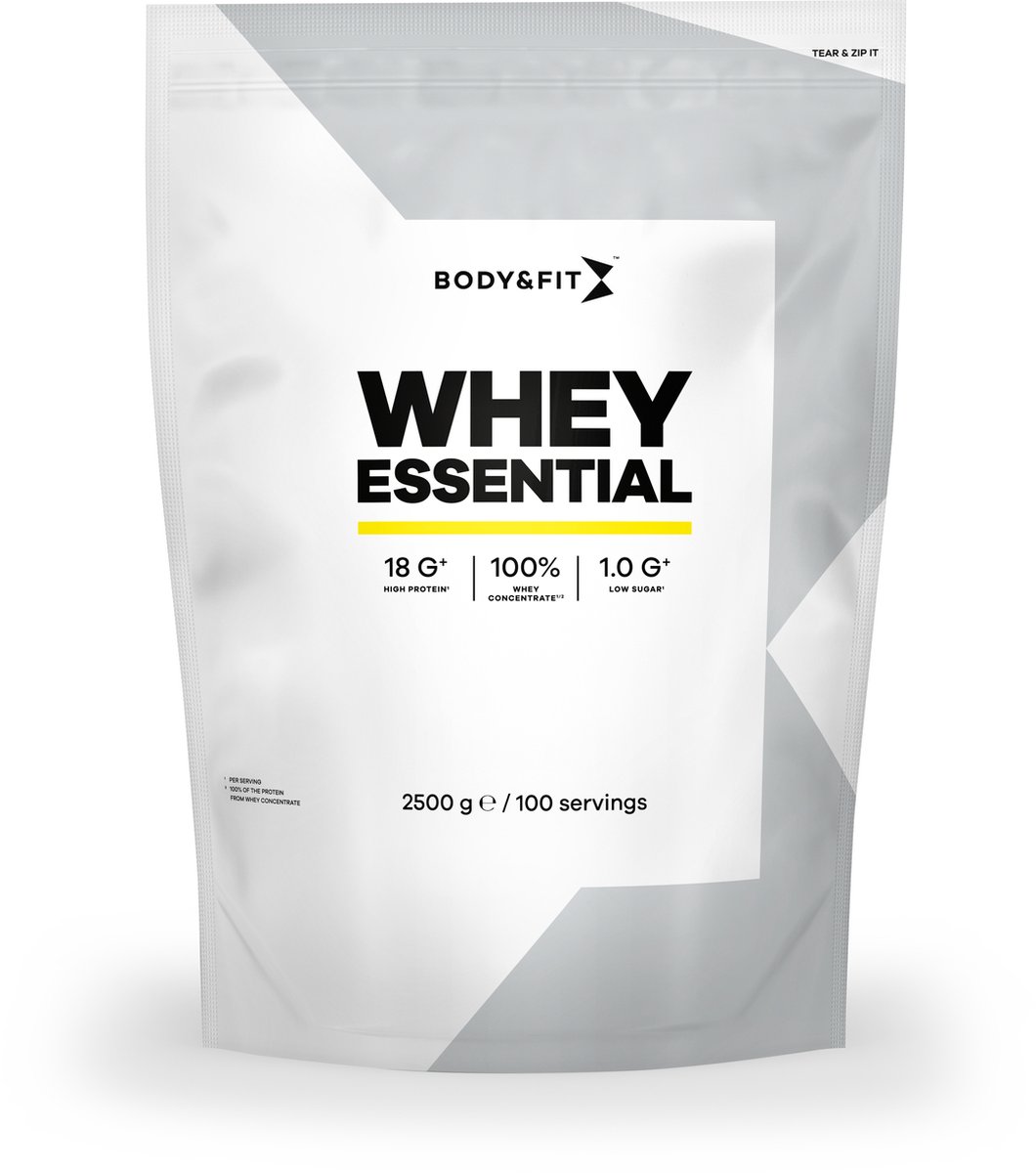 Goedkoopste Body & Fit Whey Essential - Eiwitpoeder - Proteine Poeder - 100 Whey Eiwitconcentraat - Whey Protein - Eiwitshakes - Chocolade - 2500 gram (1000 shakes