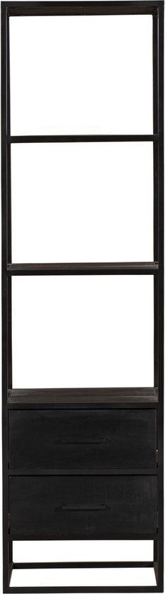 Boekenkast industrieel - Boekenkast Milan - Boekenkast mangohout zwart 55 cm