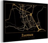 Décoration murale Métal - Aluminium - Carte - Zaandam - Zwart - Or - 150x100 cm