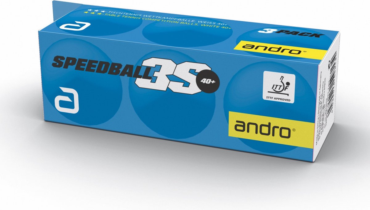 Andro - speedball 3S (3) wit - Wit - Tafeltennis Ballen