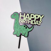 Taarttopper dinosaurus - happy birthday - fijne verjaardag - dino thema feest - taartdecoratie - verjaardag