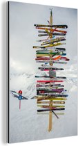 Wanddecoratie Metaal - Aluminium Schilderij Industrieel - Tirol - Ski - Sneeuw - 100x150 cm - Dibond - Foto op aluminium - Industriële muurdecoratie - Voor de woonkamer/slaapkamer