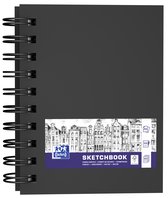 Oxford Sketchbook A6 50 feuilles 100g couverture en carton dur double spirale noir