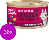 Edgard&Cooper Senior Chunks - Kattenvoer - 36 x Kip Kalkoen 85 g